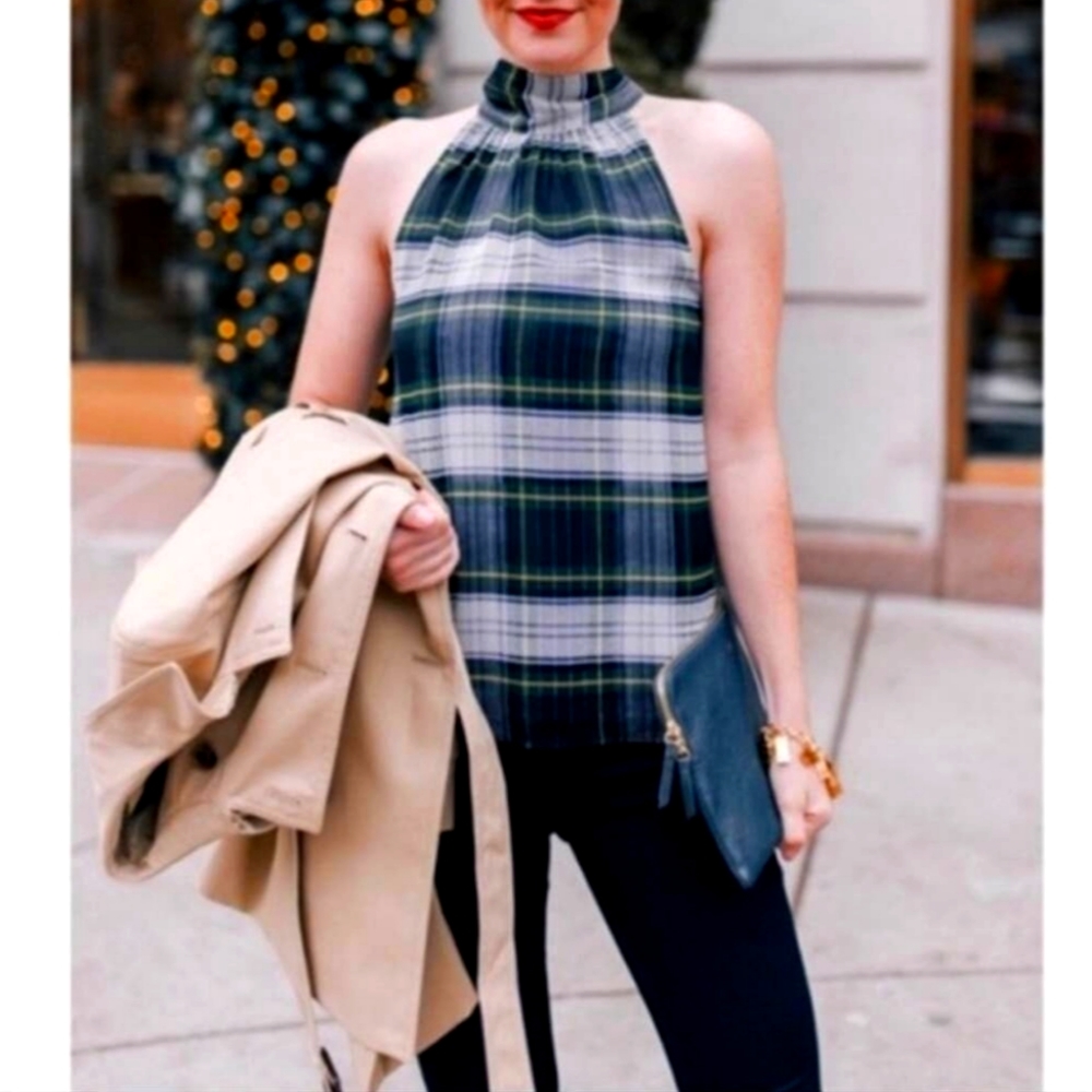 J. Crew Plaid Tank Top - Blue and Green